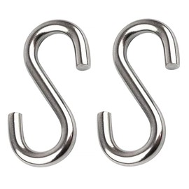 FDKJEJC 2 Pack 3.3-Inch Heavy Duty S Hooks, 304 Stainless Steel Swing Hammock Hooks, Maximum Load Capacity 557 lbs