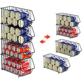 koozuuyk Soda Can Organizer 4 Tier, Stackable Can Organizer For Pantry, Soup Soda Can Dispenser For Pantry (L 15.35in X W 5.78in X H 25.59in)