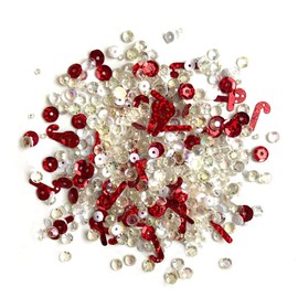 Buttons Galore Sparkletz Peppermint Stix - Iridescent Acrylic Gems, Shaped Sequins, Flat Back Pearls - 3 Packs 36 Grams
