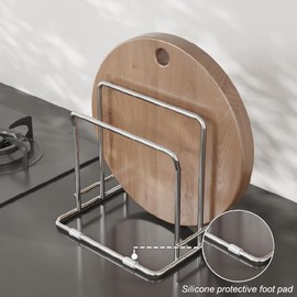 Cutting Board Holder Stainless Steel Wire Chopping Board Stand Cutting Board Storage Rack Organizer with 2 Slots for Kitchen Countertop (2 Slots)