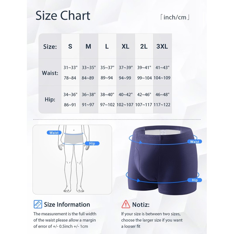 3 Pcs Men’s Incontinence Pants Incontinence Boxer Brief with Absorbent