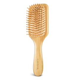 GAVIVOL Bamboo Hair Brush for Hair Growth Natural Bamboo Bristles Detangling Wooden Paddle Hairbrush for Scalp Massaging Ergonomic Handle Ideal for Women Men and Kids Suitable for All Hair Types
