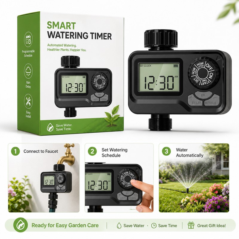 Programmable Sprinkler Timer for Lawn & Garden – Dual Outlet