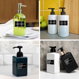 HVSWLY Hand Soap Shampoo and Conditioner Bottles Label Stickers, Self-Adhesive Bathroom Labels for Organizing，Waterproof Labels for Dispenser Bottles and Amber Glass Soap Dispenser (24PCS)