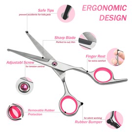 LIGICKY Baby Hair Cutting Scissors Set Professional Safety Round Tip Stainless Steel Hair thinning Shears Bang Hair Scissor for Kids/Salon/Home