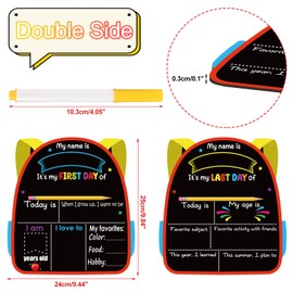DPKOW Last Day and First Day of School Board, Schoolbag-Shaped Chalk Board Preschool Nursery Gifts with Erasable Pens, Double Sided Chalkboard Blackboard Back to School Supplies Preschool Party Favour