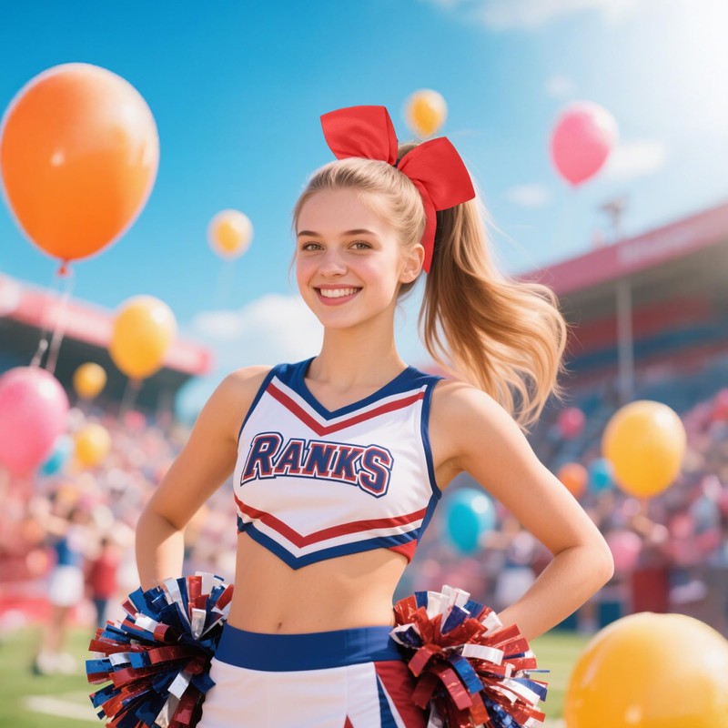 Cheerleading Bows, Red Cheer Bows for Cheerleaders With 2 Pcs