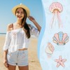AHANDMAKER 4Pcs 4 Styles Beaded Patch Pink Jellyfish Conch, Shells,