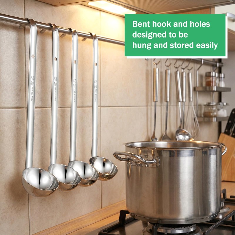 10 Pcs Stainless Steel Ladle 2 oz Soup Ladle with