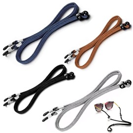 shaohui 4 Pieces Universal Leather Eyeglass Chain - Unisex Eyewear Straps, Lanyard Anti-Slip Glasses Straps, Adjustable Eyeglass Neck Straps, Suitable for Men and Women
