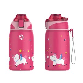 Fjbottle Children's Drinking Bottle Stainless Steel 400 ml - 1-Click Opening, BPA-Free Leak-Proof Thermal Flask, Suitable for Carbonated Drinks, Thermos Flask Boys / Girls for Nursery, School, Travel