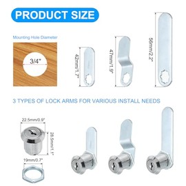 PATIKIL 3/4" Cerraduras de Gabinete con Llaves 2 Juegos Cerraduras de Cilindro de Leva de Aleación de Zinc para Gabinete de RV Cajón de RV Puerta de Almacenamiento Plateado