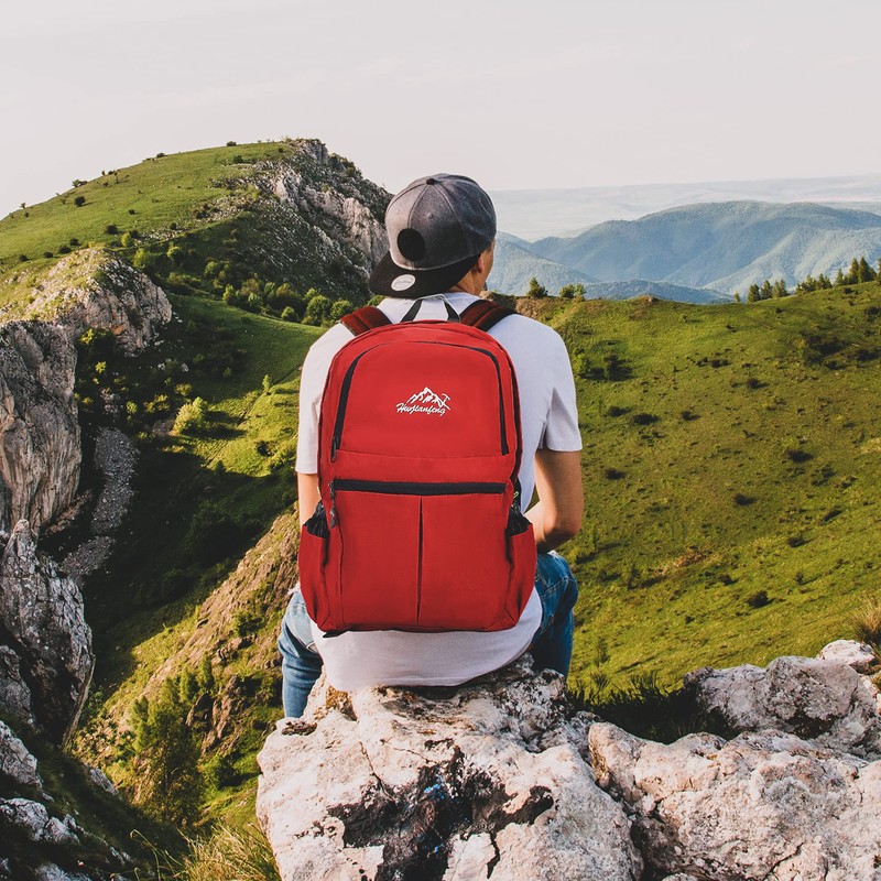 INTIRILIFE Foldable backpack ultralight in Red - 36L unisex hiking