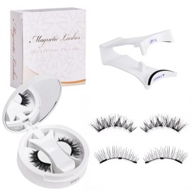 Magnetic Eyelashes with Applicator Kit, Reusable Magnetic Lashes without Eyeliner,Easy To Wear And Remove,With Applicator and Mirror, Glue-free False Lashes, Suit for Natural Makeup Black Faux Cils