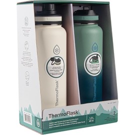 Thermoflask 40 oz Stainless Steel Insulated Bottles 2 Pk Off White/Glade Green