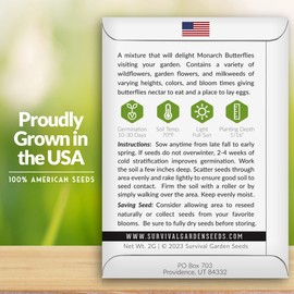 Pollinator Seed Mixture to Attract Monarch Butterflies, Bees & Pollinators - 2 Packets - Milkweed, Garden Flower, & Wildflower Mix for Planting - Support Conservation Efforts - Survival Garden Seeds