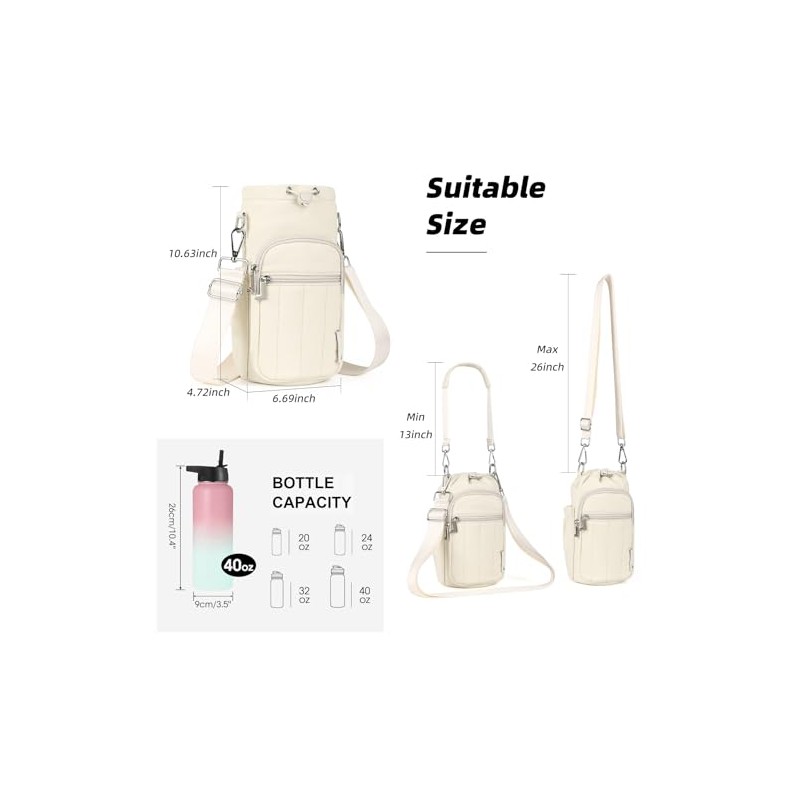 Rueesh Insulated Water Bottle Holder Bag with Adjustable Strap