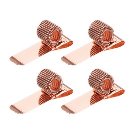 PATIKIL 4Pcs Pen Holder Clips, Metal Pen Clip Holder Adjustable Loop Pen Pencil Organizer with Horizontal Single Spring Loop for Notebook, Clipboard, Rose Gold