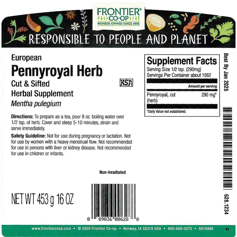 Frontier Co-op Cut & Sifted Pennyroyal Herb 1lb