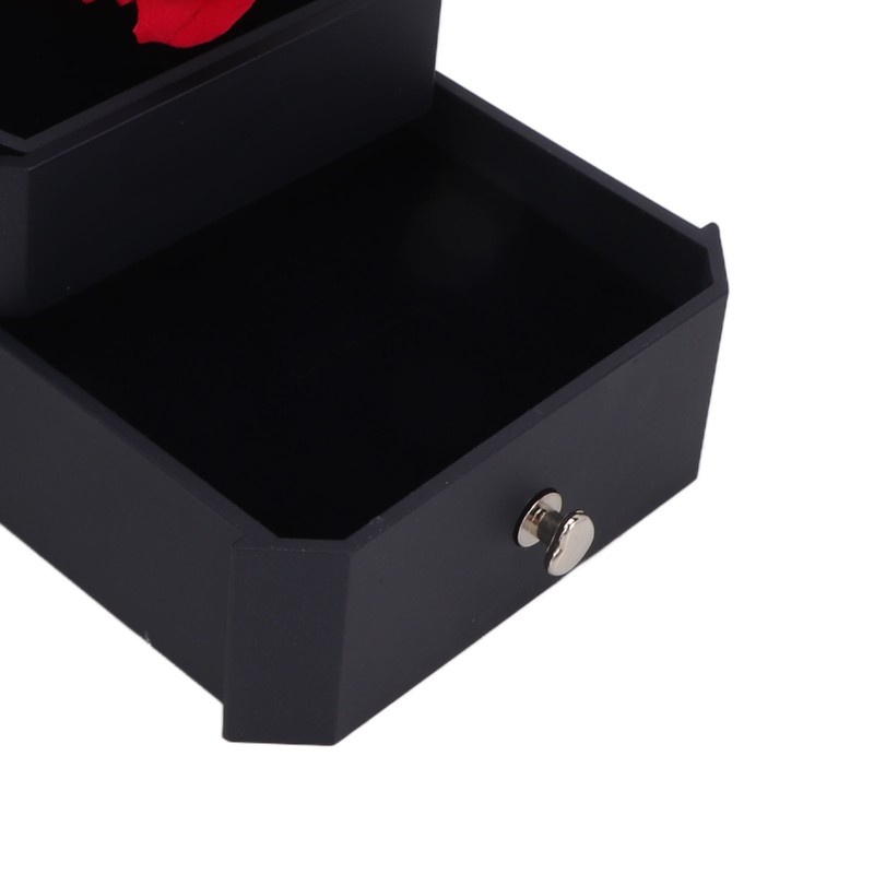 Red Rose Gift Box Soft Flocking Lifting Drawer Portable Jewelry