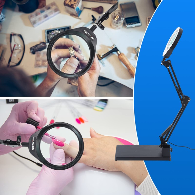 YOCTOSUN 10X Magnifying Glass Lamp with 6 Color Modes Stepless