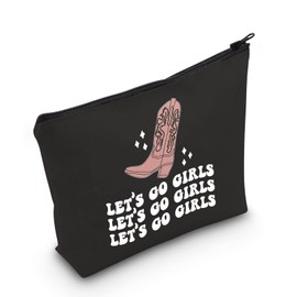 POFULL Nashville Girls Trip Weekend Nash Bash Bachelorette Gift Let's Go Girls Cosmetic Bag Nashville Bachelorette Party Gift (Black Let's GO Girls Bag)