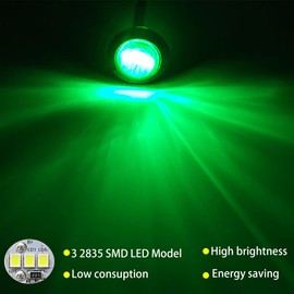 UWDESY 10 Pcs Green Waterproof Round Marine LED Lights - Utility Boat Interior & Navigation Deck Courtesy Lights for Yacht, Step, Cockpit, Bow, Stern, Fishing, Pontoon, Sailboat, Kayak