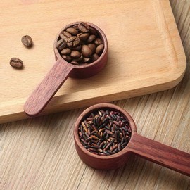 Multifunctional Wooden Measuring Spoon, Coffee Spoon, Home Coffee Spoon, Wooden Kitchen Measuring Devices, Black Walnut Wood (Short Handle)