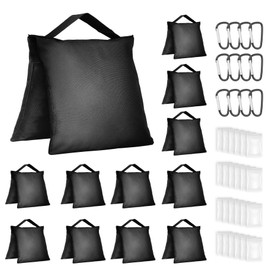 Evekea 12 Pack Sandbags Weight Bags for Photo Studio Photography Video Equipment, Empty Sandbag Set for Backdrop Stand, Photo Tripod, Canopy, Umbrella Base, Picnic Table, Tent, Fishing Chair