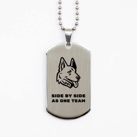 Alsatian Wolf Dog, Pet ID Tag, Guide Dogs, New Puppy, blind Dog, Design for Dog Mom, Dog Dad, Pet Loss, Dog Memorial | Silver Dog Tag, Highly Resistant to Rust, Corrosion and Tarnishing | Side by Side
