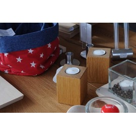 moritzhome Solid Wood Tea Light Holder Oak