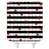 Valentine's Day Shower Curtain Red Heart Black White Geometric Stripe