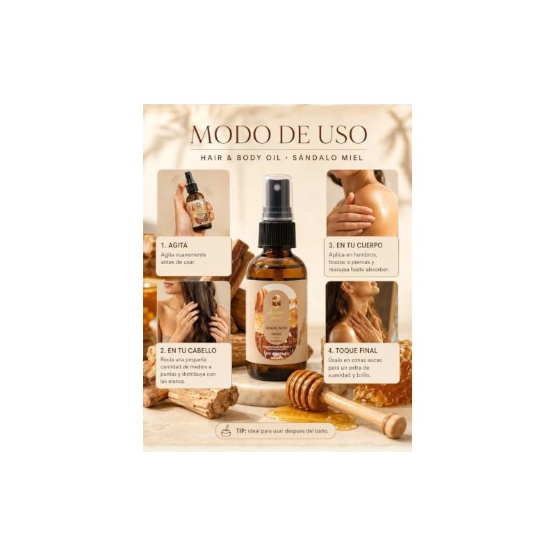 Oleum Vitae Hair Body Oil Sándalo Miel Aceite Cabello Cuerpo