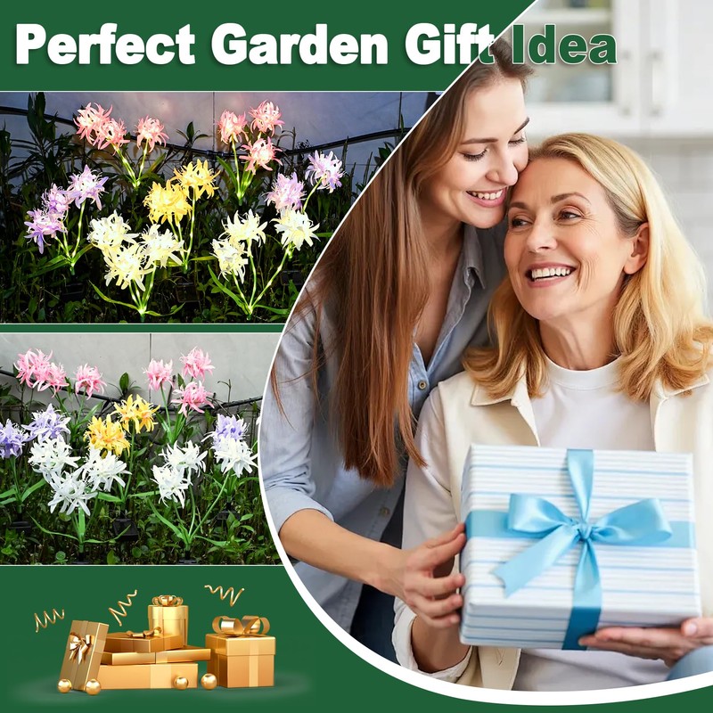 DooYard Solar Spider Lily Flower Lights Outdoor Waterproof 2 Pack,