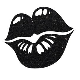 Kissing Lips Iron on Transfer, Valentines Day Pucked Lips Tshirt Decal, Graphic Vinyl Applique, DIY Craft, Pick Size Color, Iron-On Most Items (Black Glitter)