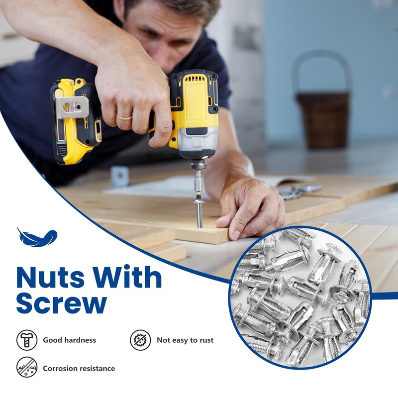 Ahvqevn 20pcs M6x25 Jack Nut Car Metal Screw Petal Nut