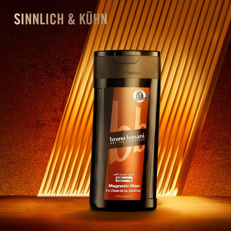 bruno banani Magnetic Man Shower Gel, 3-in-1 Shower Gel with