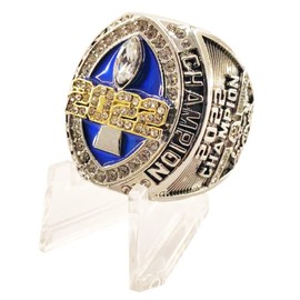 Generic 2022 Fantasy Football Championship Ring, Gold, Silver, Modern, Unisex, Size 8-14, 70g, Crystal Stone, Statement Ring with Stand