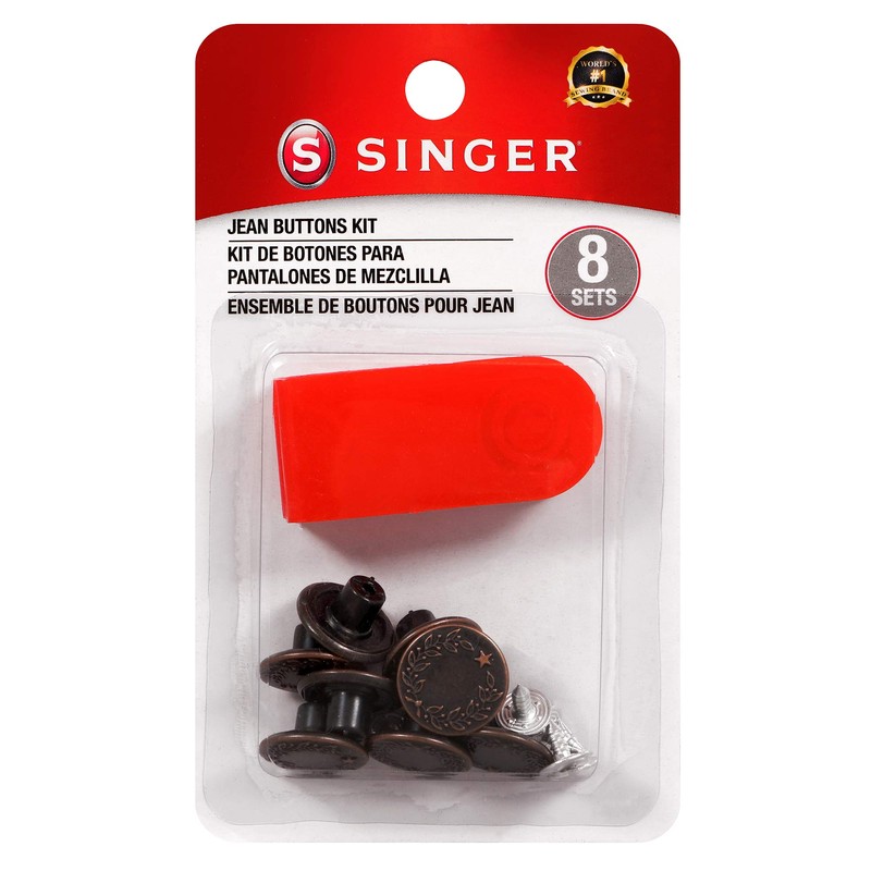 SINGER 00841 Jean Buttons Kit, 8 Sets with Tool,