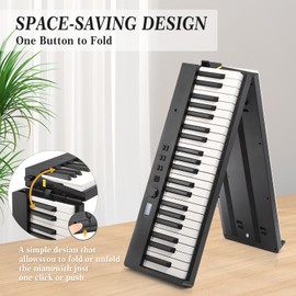 Folding Piano,88 Key Semi Weighted Keyboards Electric Piano,Portable Piano Keyboard, Full Size Keyboard Digital Piano with BT Wireless, USB MIDI, Sustain Pedal and Bag for Beginners Adults