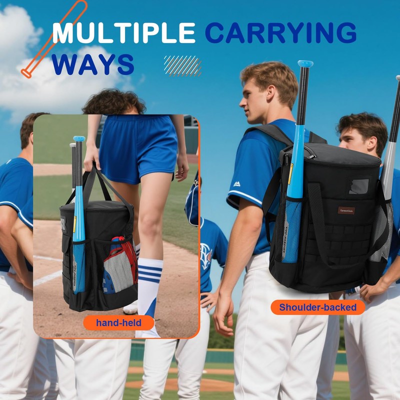 Baseball Bucket Backpack for 6 Gallon Bucket, Durable Softball Coaches