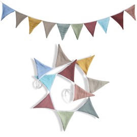 Bunting Children's Room, Muslin Cotton Fabric Bunting, Garland Nursery Decoration for Hanging, House Bed Decoration, Girls and Boys, Wall Decoration Gift, Baby Room Decoration