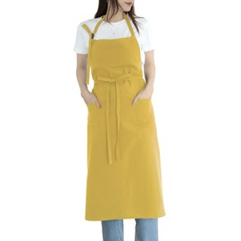KYOWARABE Apron, Fashionable, Cafe Apron, Women's, Cute, 9 Colors x Soft Cotton Material, Adjustable Shoulder Straps, mimosa