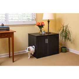 New Age Pet® ECOFLEX® ProMax LitterLoo Cat Litter Box Cover Table in Espresso with No Track Litter Mat and a 10 Year Warranty