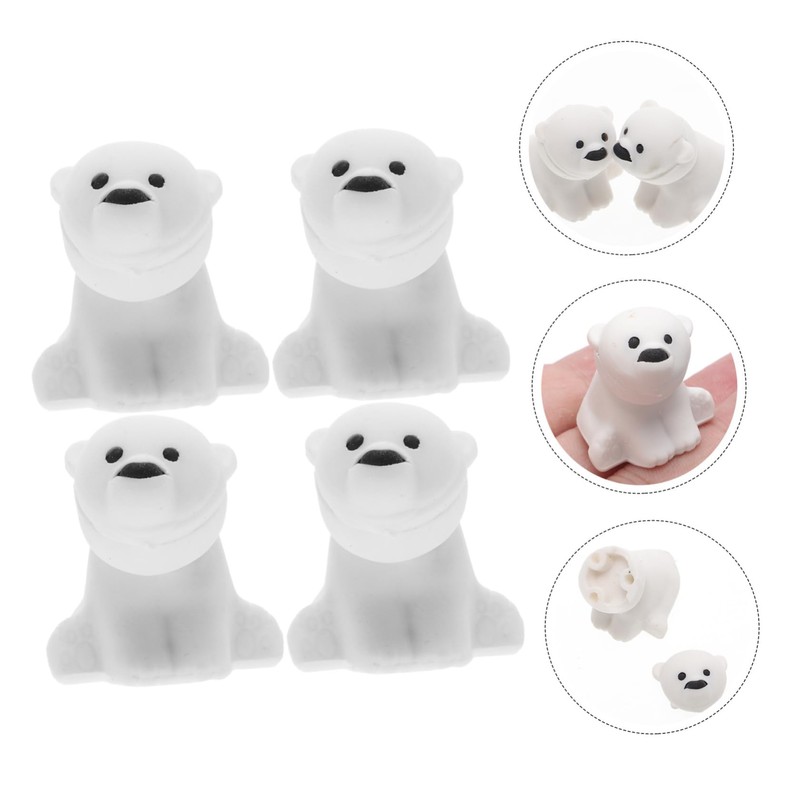 NUOBESTY Pack of 20 Cute Erasers Polar Bear Shape Rubber