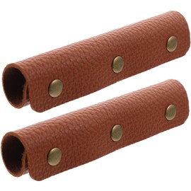 2Pcs Pu Leather Luggage Handle Wraps - Handbag Handle Covers for Suitcases, Backpacks, Totes - Brown, Easy Installation, Comfortable Grip, 5.11x3.54x0.08in
