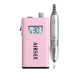 AIRSEE Rechargeable 30000RPM Electric Nail Drill Professional Portable E File Machine for Acrylic Nail Natural Extension Gel Nails Polish Cuticle, Cordless High Speed for Salon Home Use E8 Pink