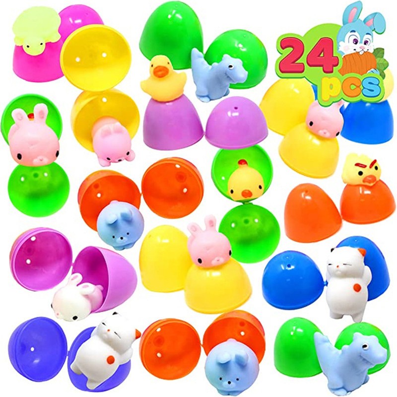 24Pcs Easter Egg Set Plastic Eggs with Bunny Toy Funny