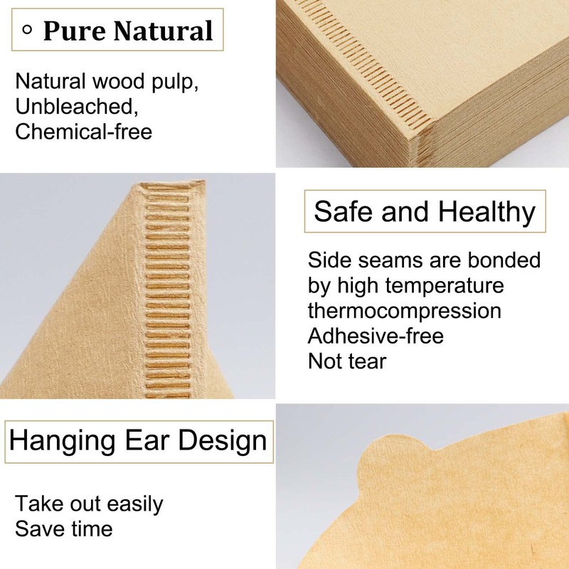 Coffee Filters Cone 01, 100 Count Unbleached Natural Brown 1-2