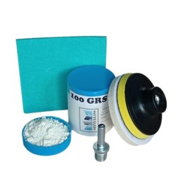Kit de Pulido con Óxido de Cerio Puro 100 grs, Discos de Fieltro de Lana, Paño de Regalo Incluido, TREO 99.96%
